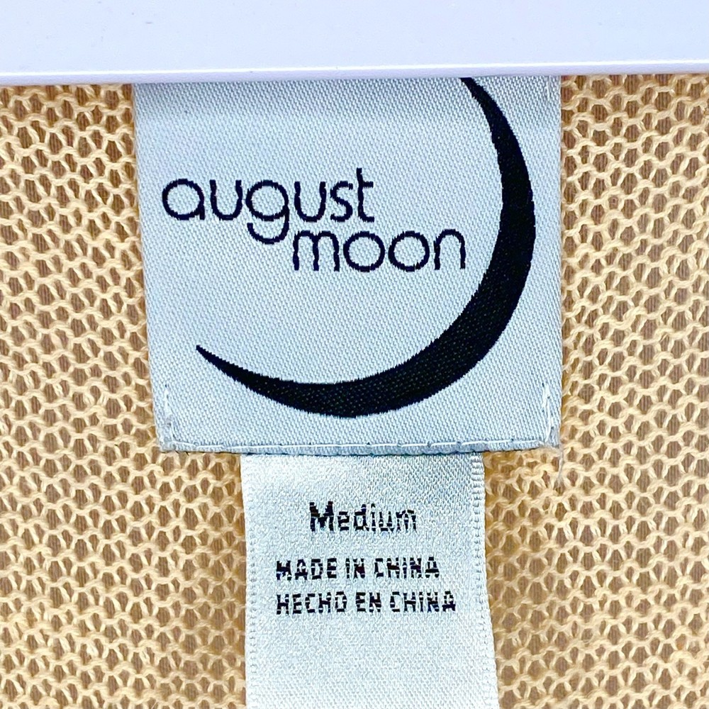 💎August Moon Womens Sheer Knit Top Size Medium Pale Orange Linen Blend - Picture 5 of 6